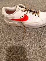 Nike Court Legacy White Bright Crimson Leopard Laces - Image 2