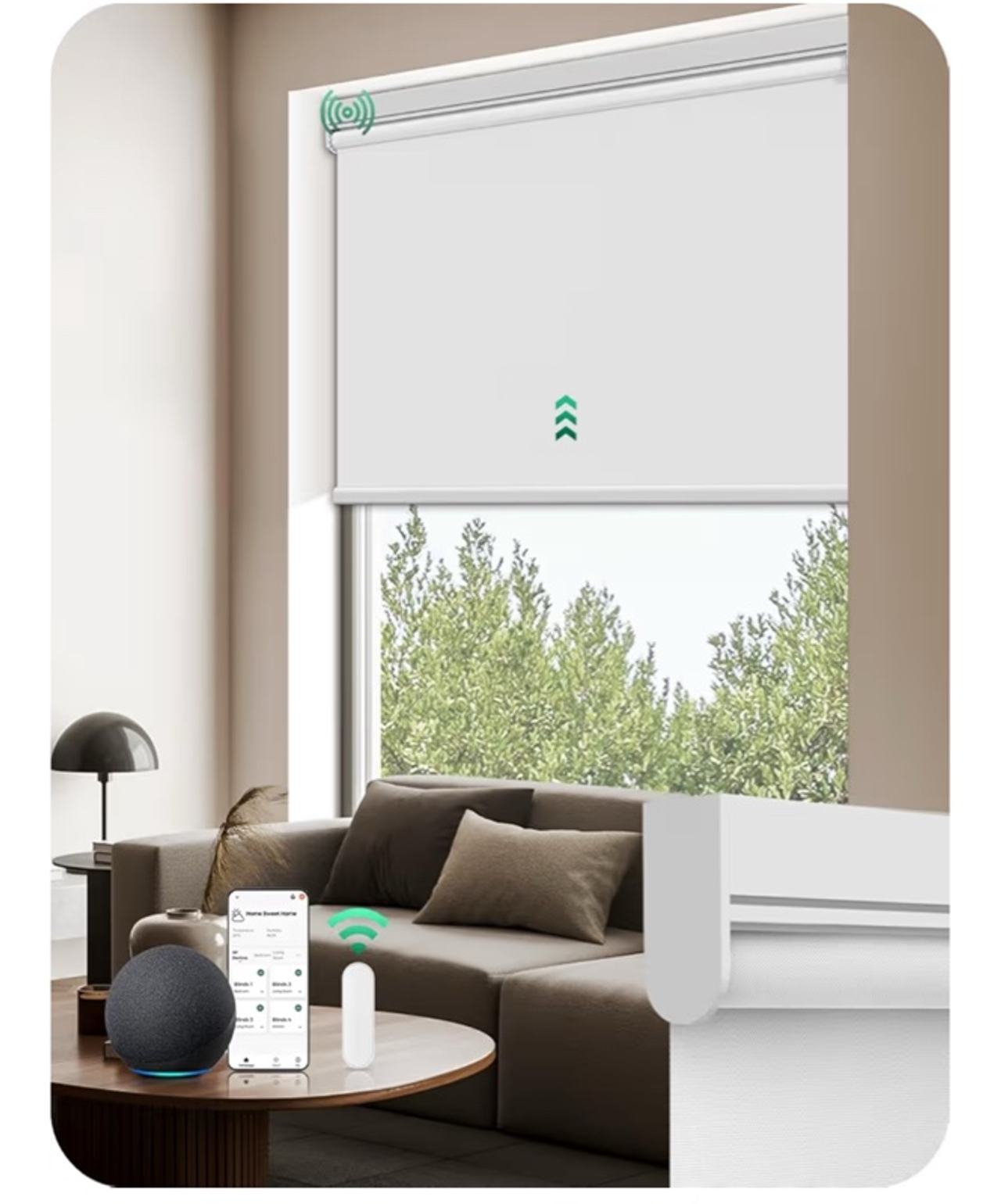 Allesin Motorized Roller Blinds with Remote Control for Windows, 100% Blackout