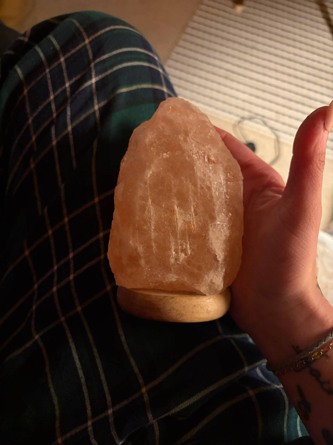 Light Up Natural Himalayan Salt Lamp with Wooden Base