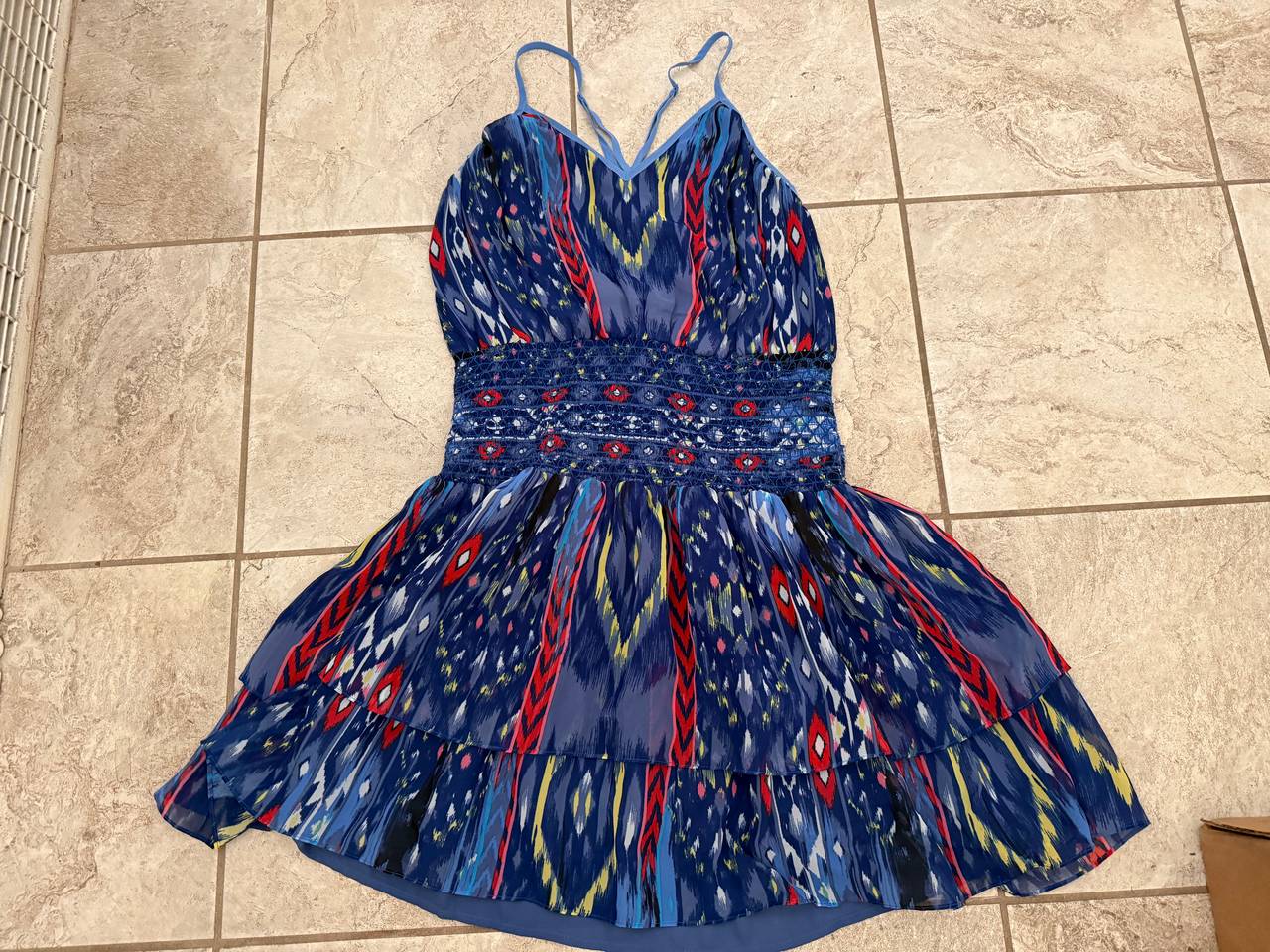 Boho Bebe Multicolor Sleeveless Dress with Smocked Waist Size L