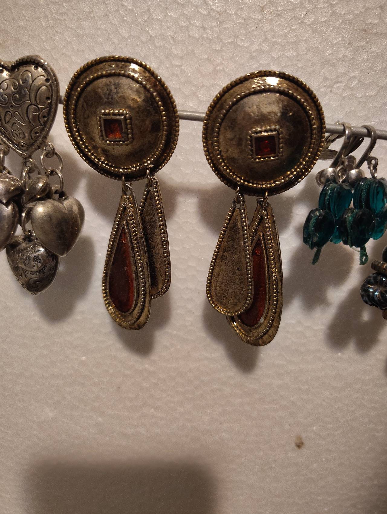 Vintage Style Amber Glass Clip-On Earrings