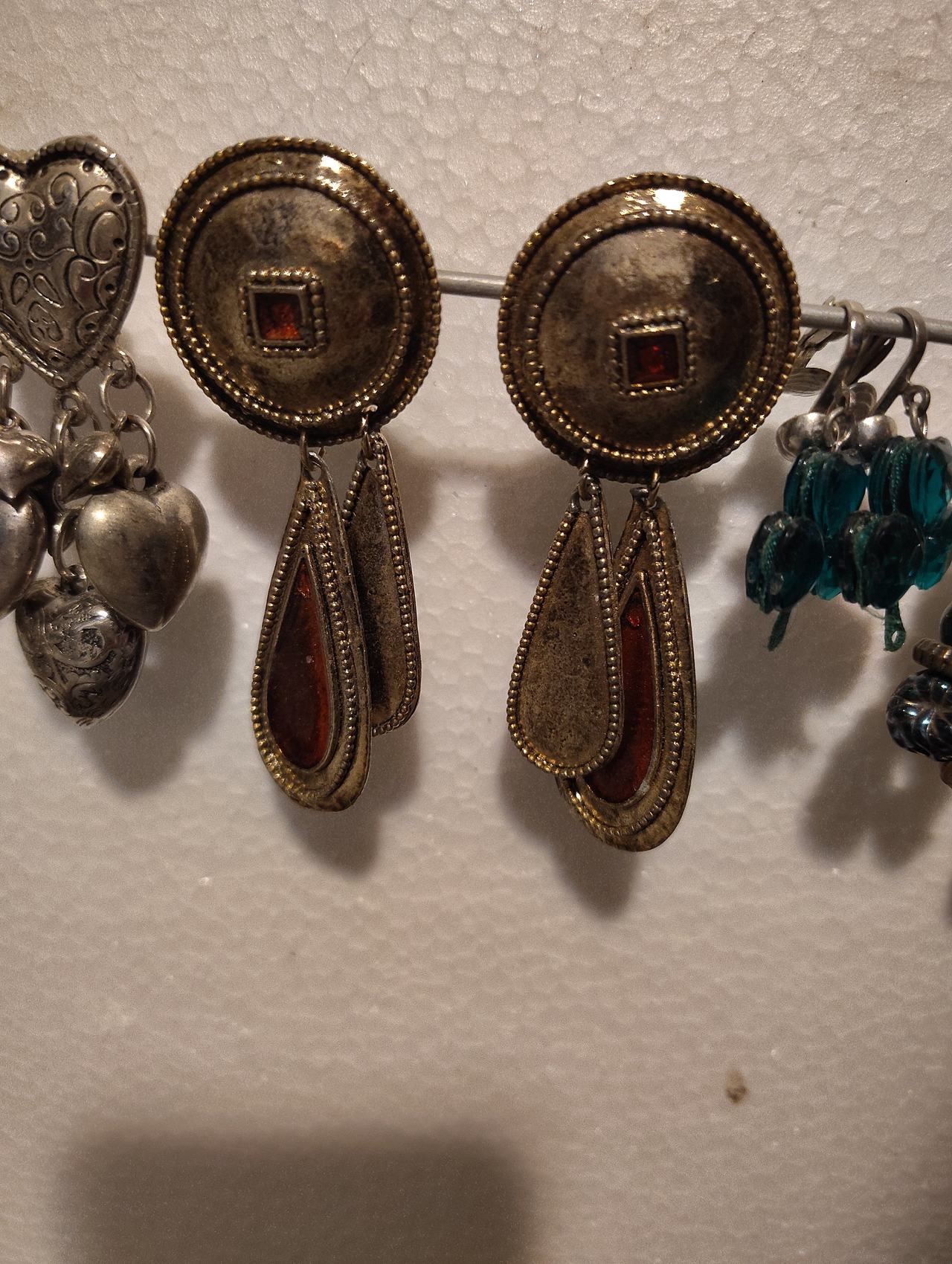 Vintage Style Amber Glass Clip-On Earrings