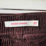 Levi's Wedgie Straight Brown High Rise Corduroy Pants Size 27 - Image 2