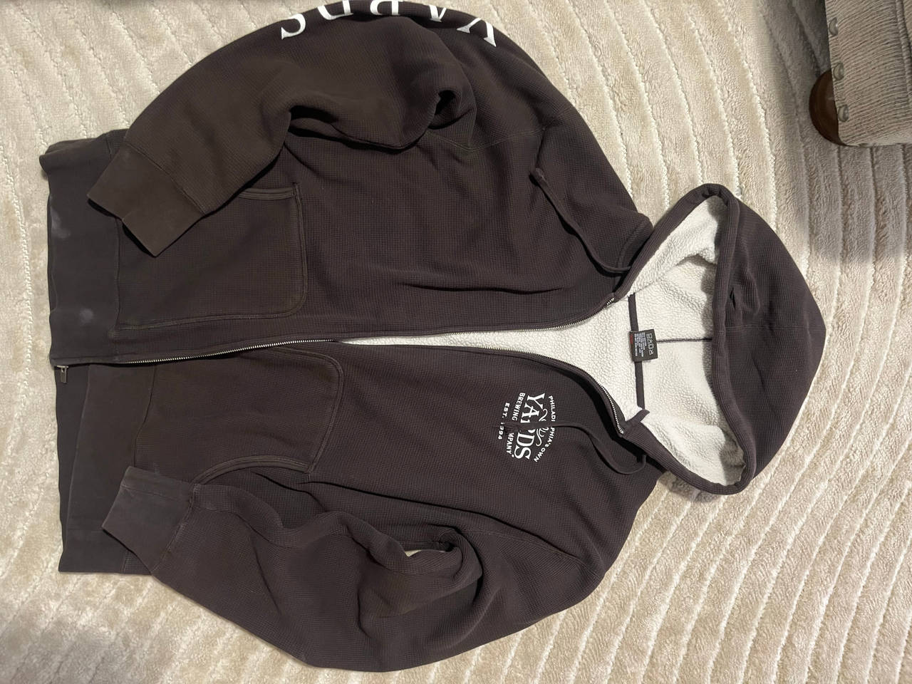 Yards Brewing Company Sherpa Lined Waffle Knit Zip Hoodie