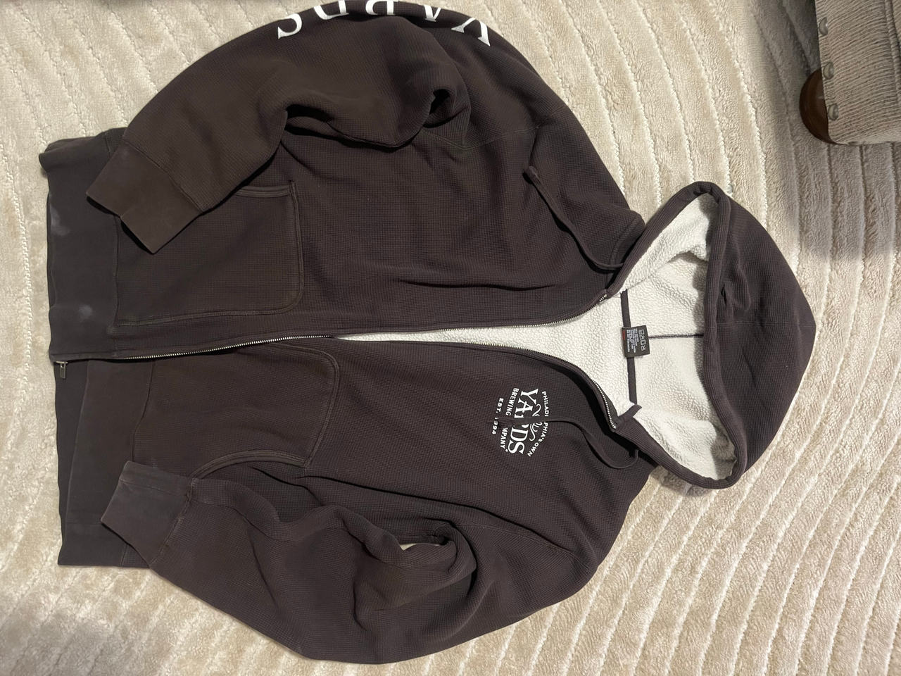 Yards Brewing Company Sherpa Lined Waffle Knit Zip Hoodie