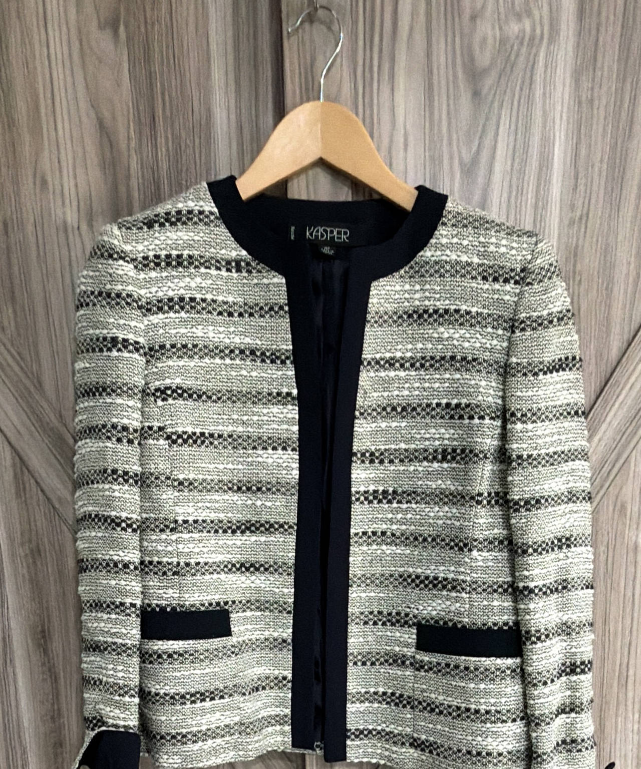 Kasper Tweed Open-Front Jacket size 4P