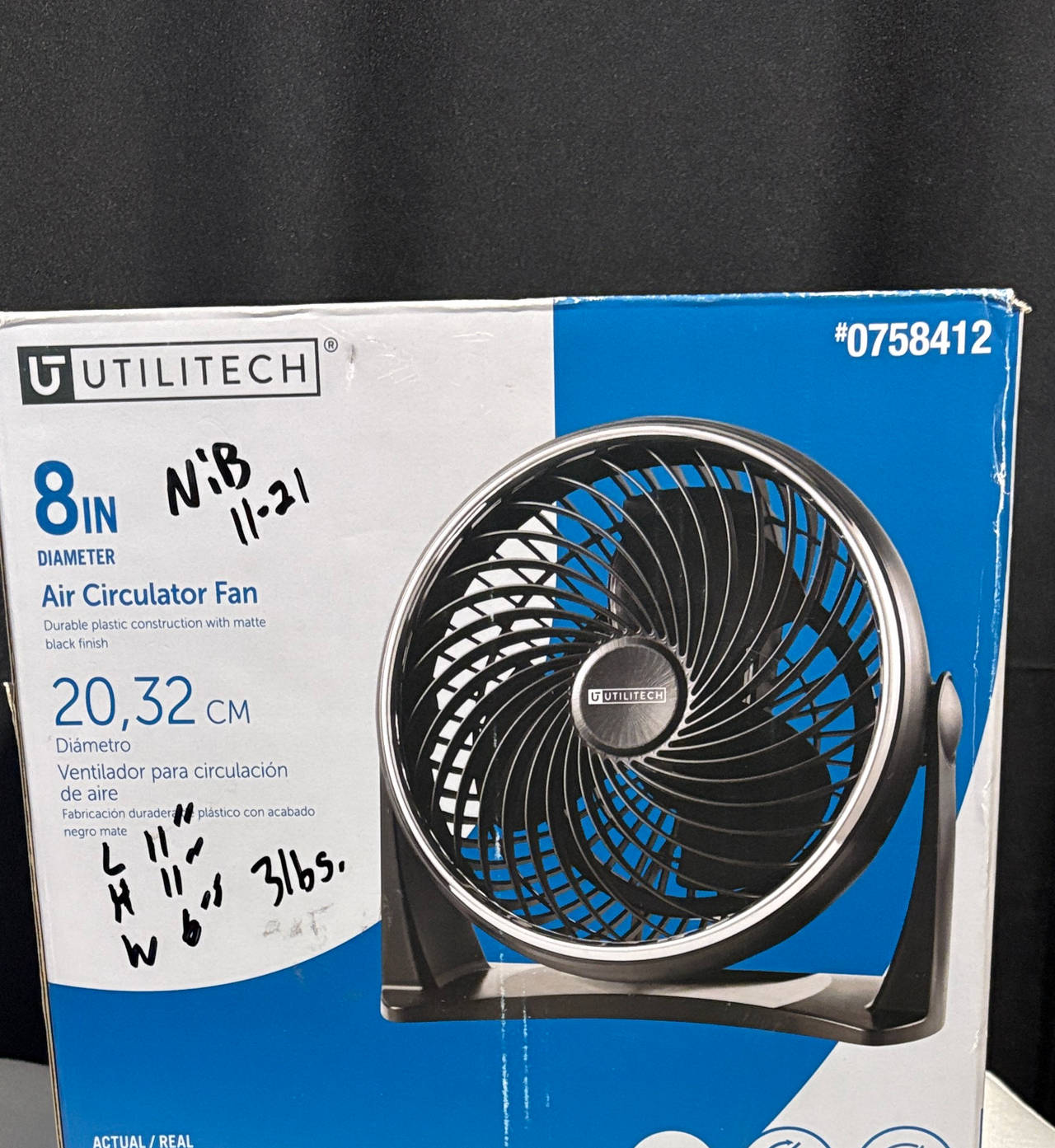 Utilitech 8-in 3-Speed Indoor Air Circulator Fan