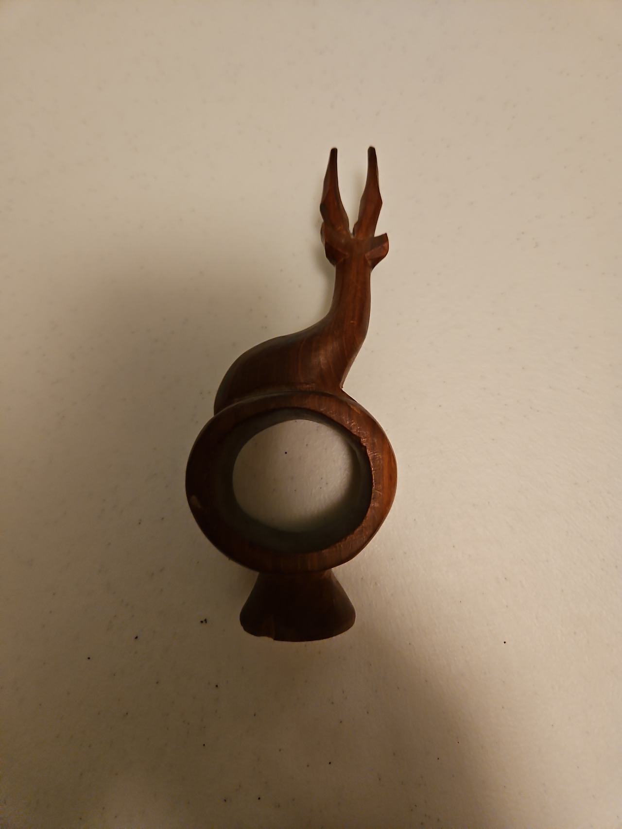 Hand-Carved Wooden Antelope Napkin Ring