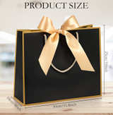 Silkfly 8Pcs Thank You Gift Bags 12x10x4'' Black with Bow Ribbon, with Handle - Image 2