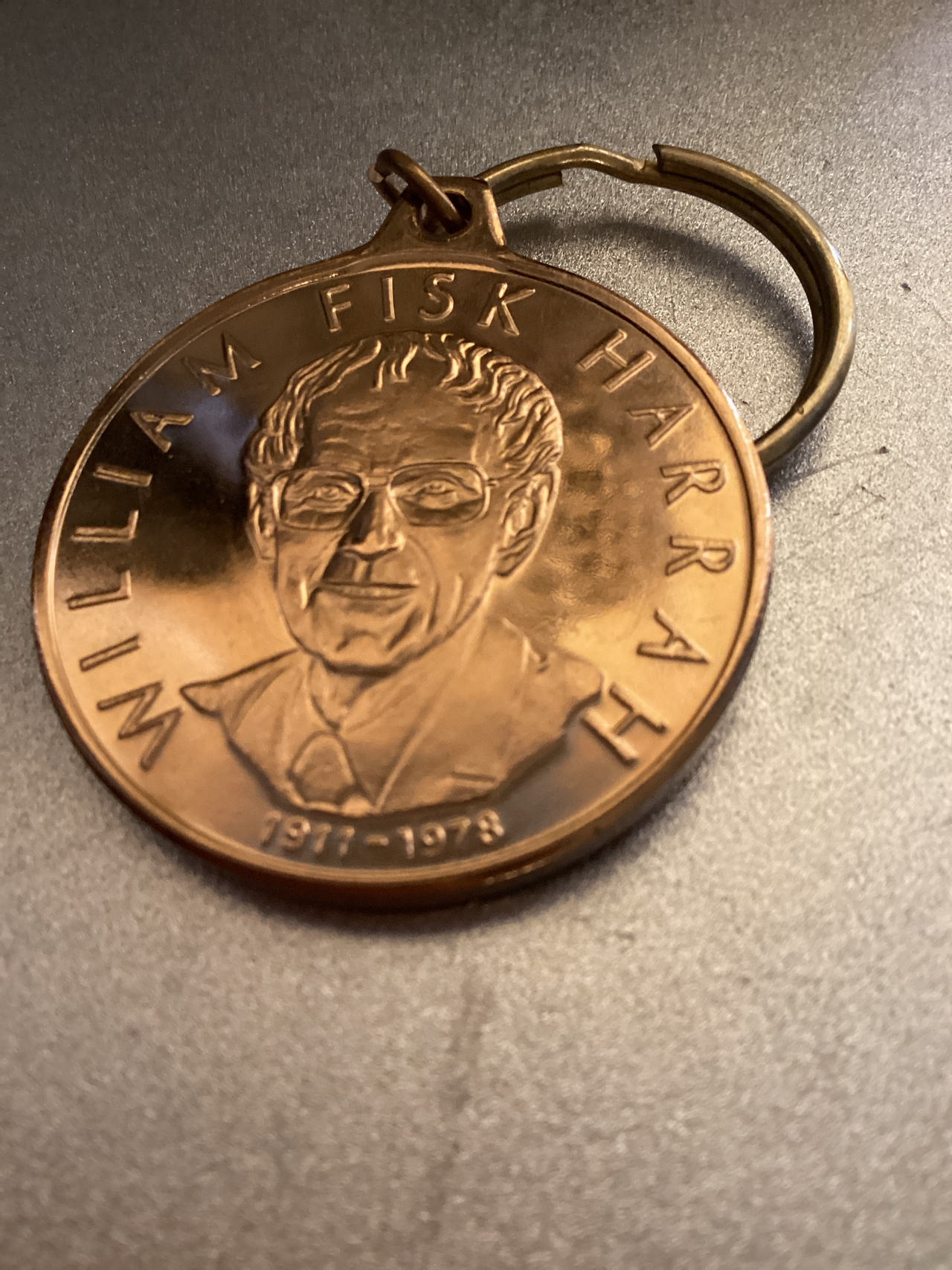 William Fisk Harrah commemorative keychain