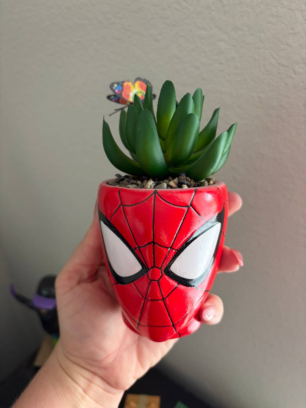 Marvel Spider-Man Mask Ceramic Planter with Artificial Succulent