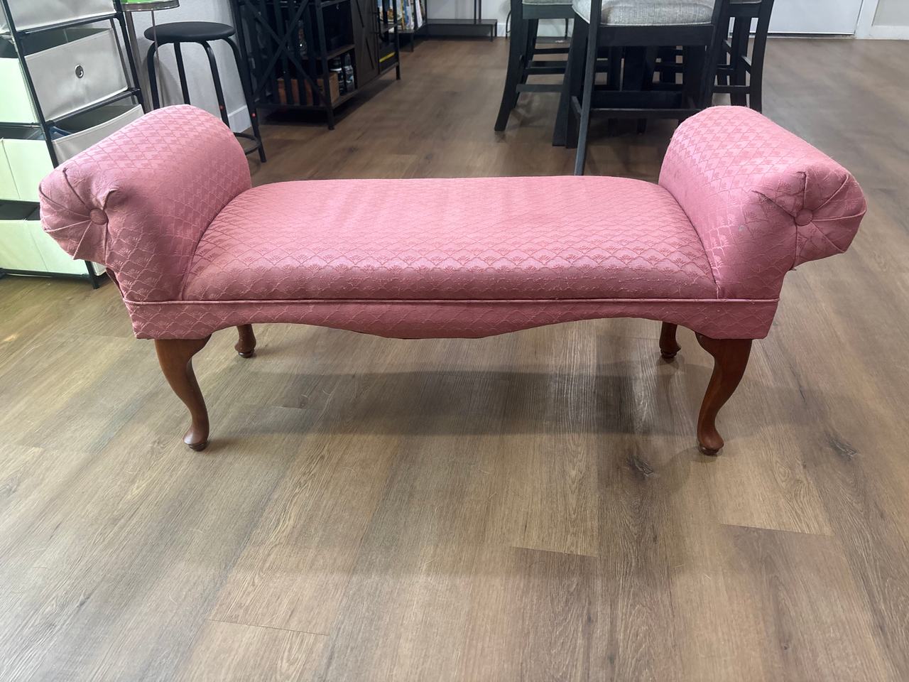 Vintage Upholstered Tufted Arm Bench