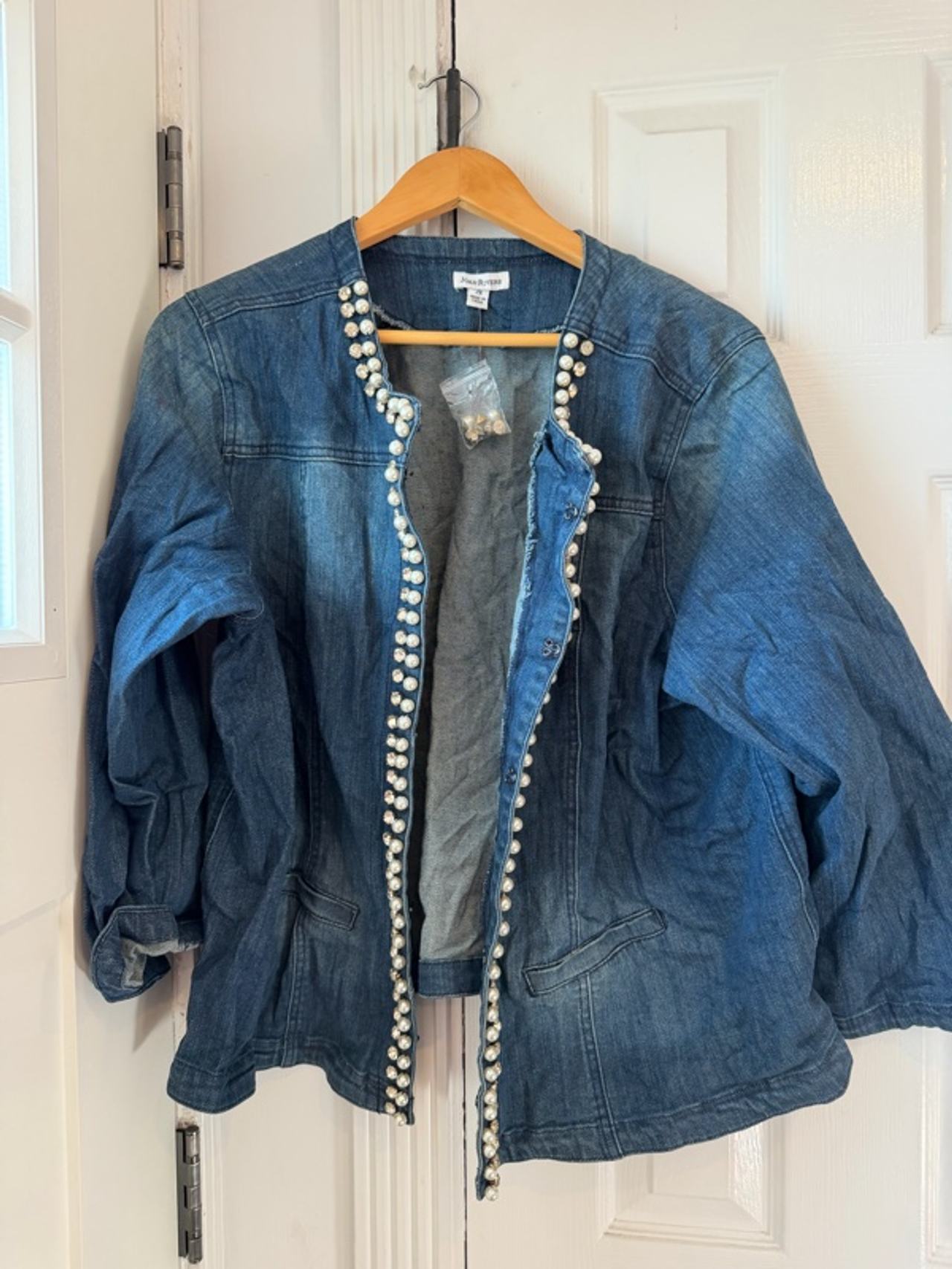 Joan Rivers Denim Jacket with Bling 2X