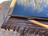 Antique black carved oak low table with lion-leg design. - Image 2