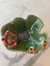 Handmade Ceramic Frog and Lotus Lily Pad Bowl - Image 4