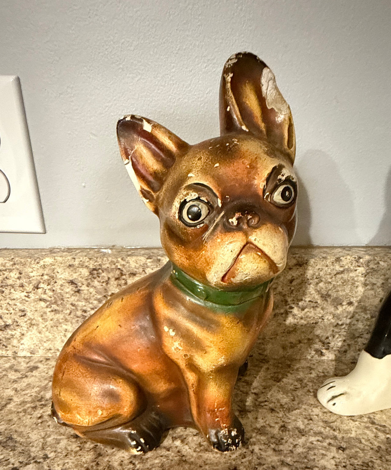 Vintage Chalkware French Bulldog Statue