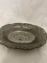 Vintage Floral Repousse Pewter Bowl - Image 1