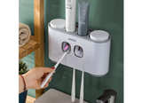 Toothbrush Holders with Toothpaste Dispenser Wall Mounted for Bathroom-4 Cups - Image 1