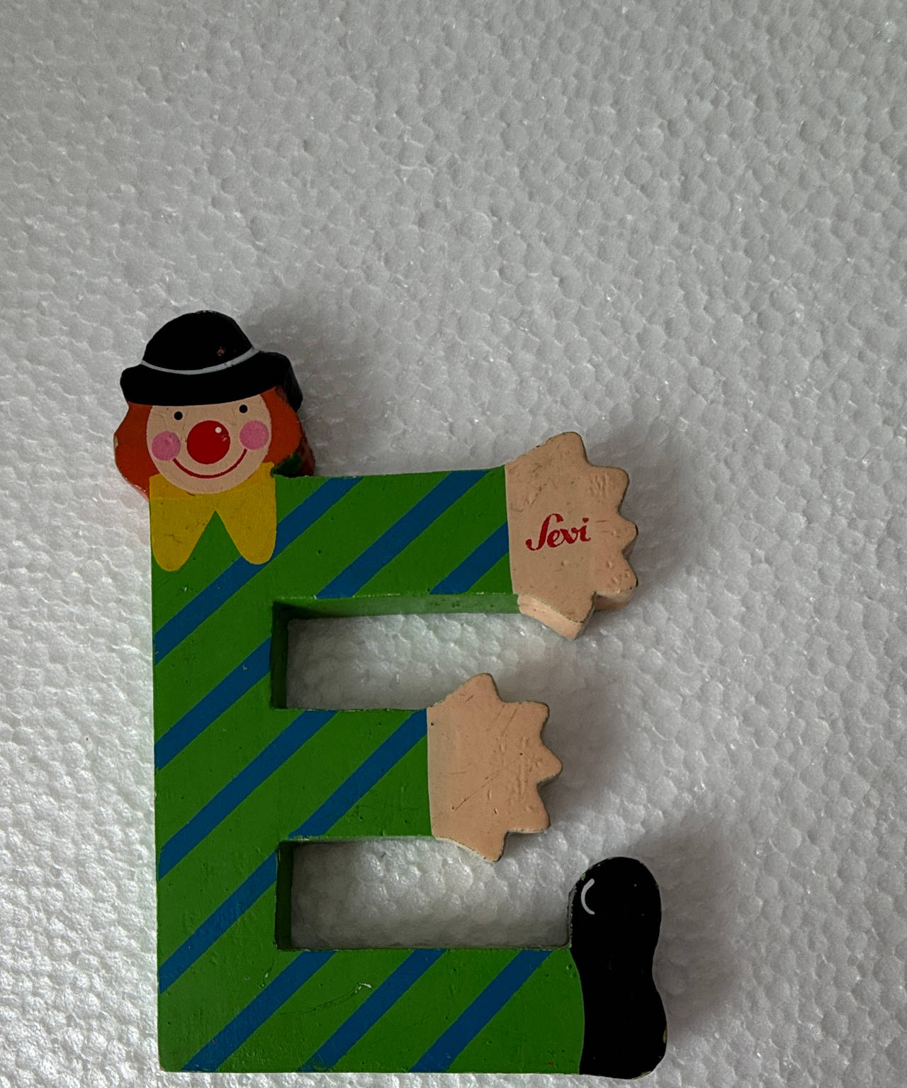Sevi Wooden Letter E Clown Vintage