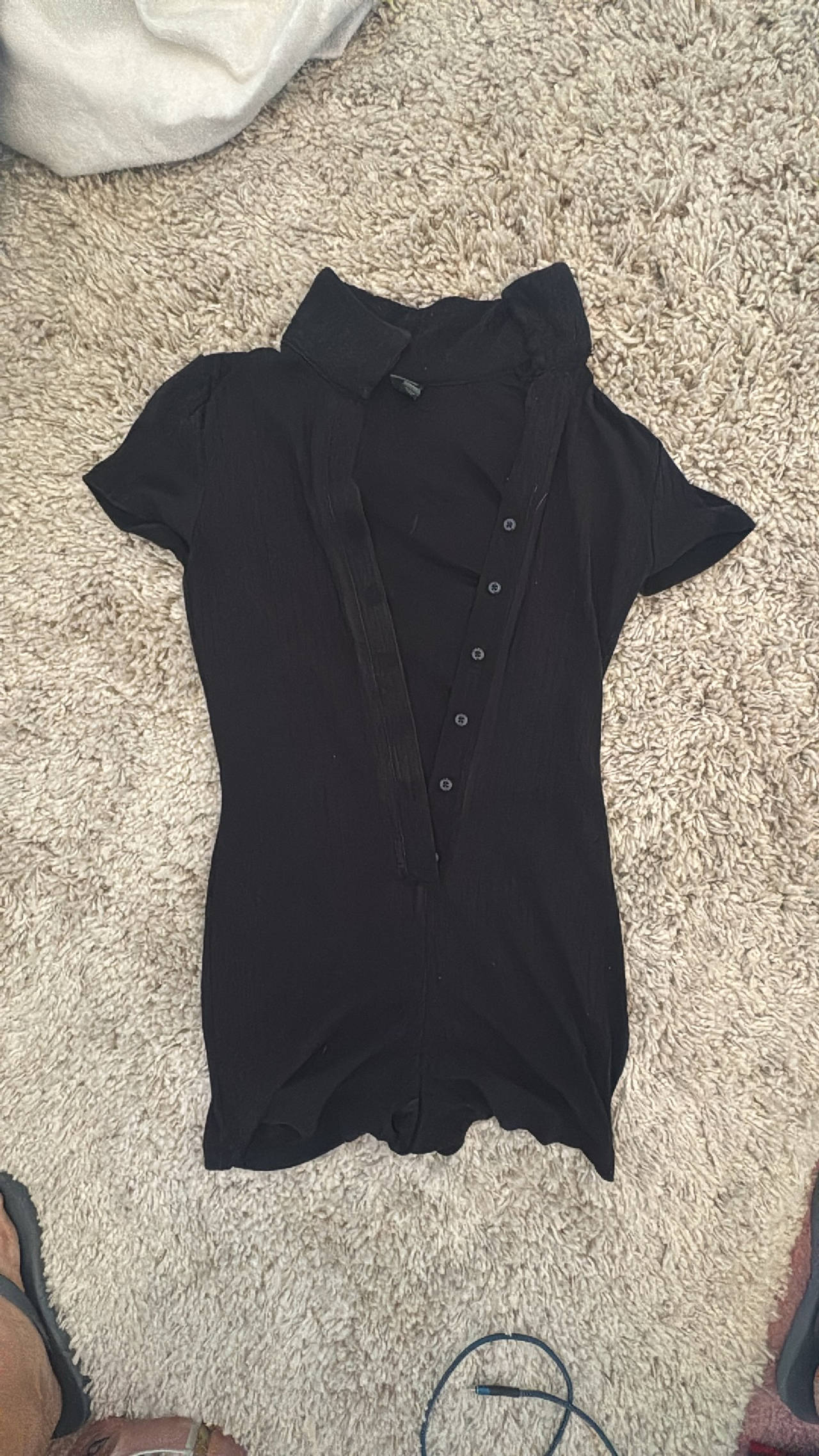Black Collared Button-Up Romper
