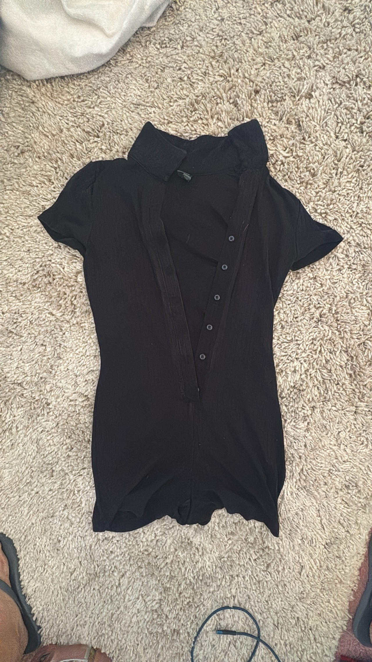 Black Collared Button-Up Romper