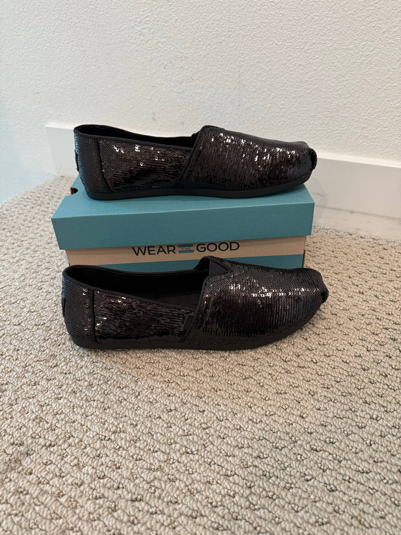 TOMS Black Sequin Alpargata Shoes