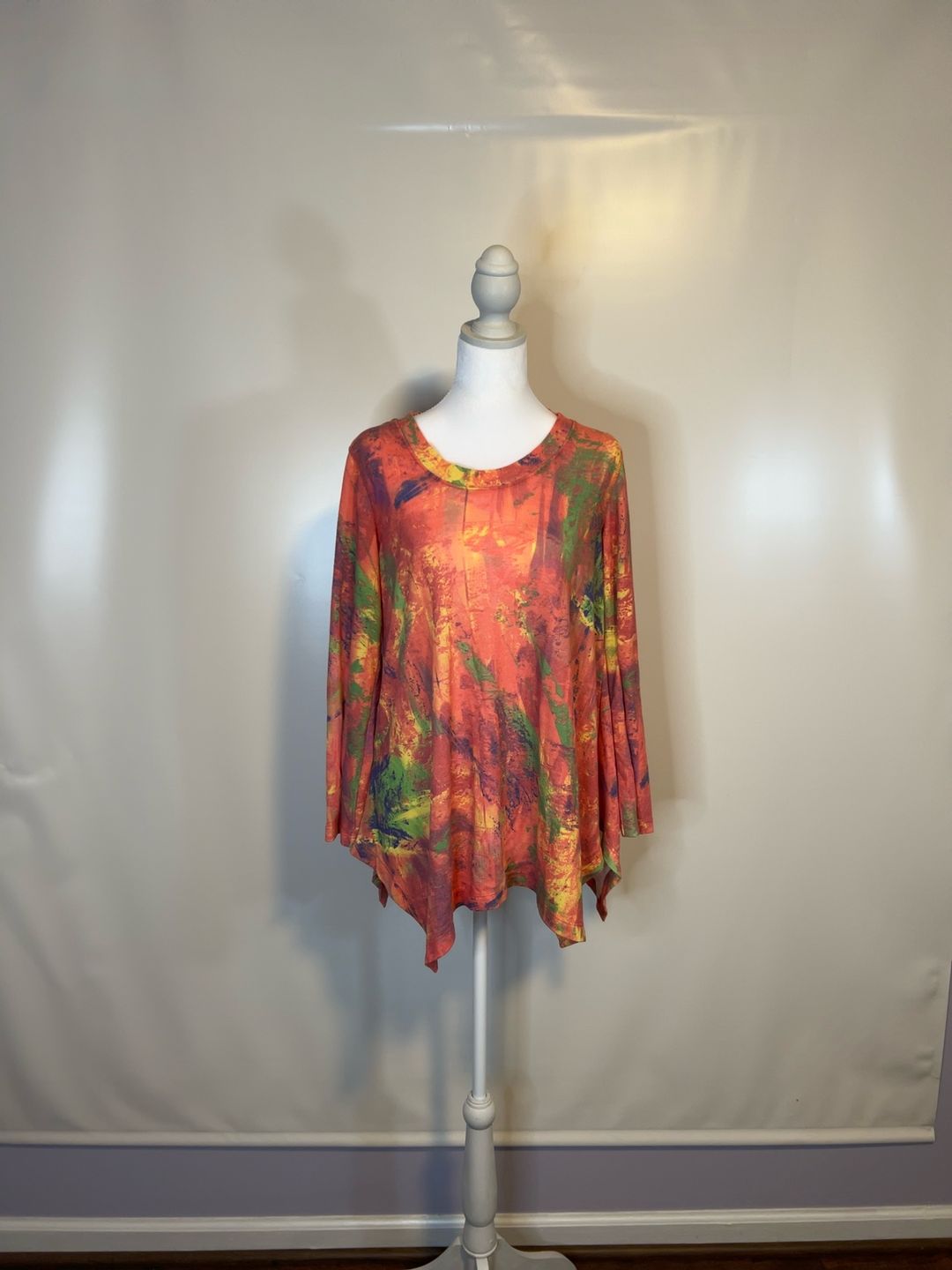 Philosophy Orange Abstract Tunic Top