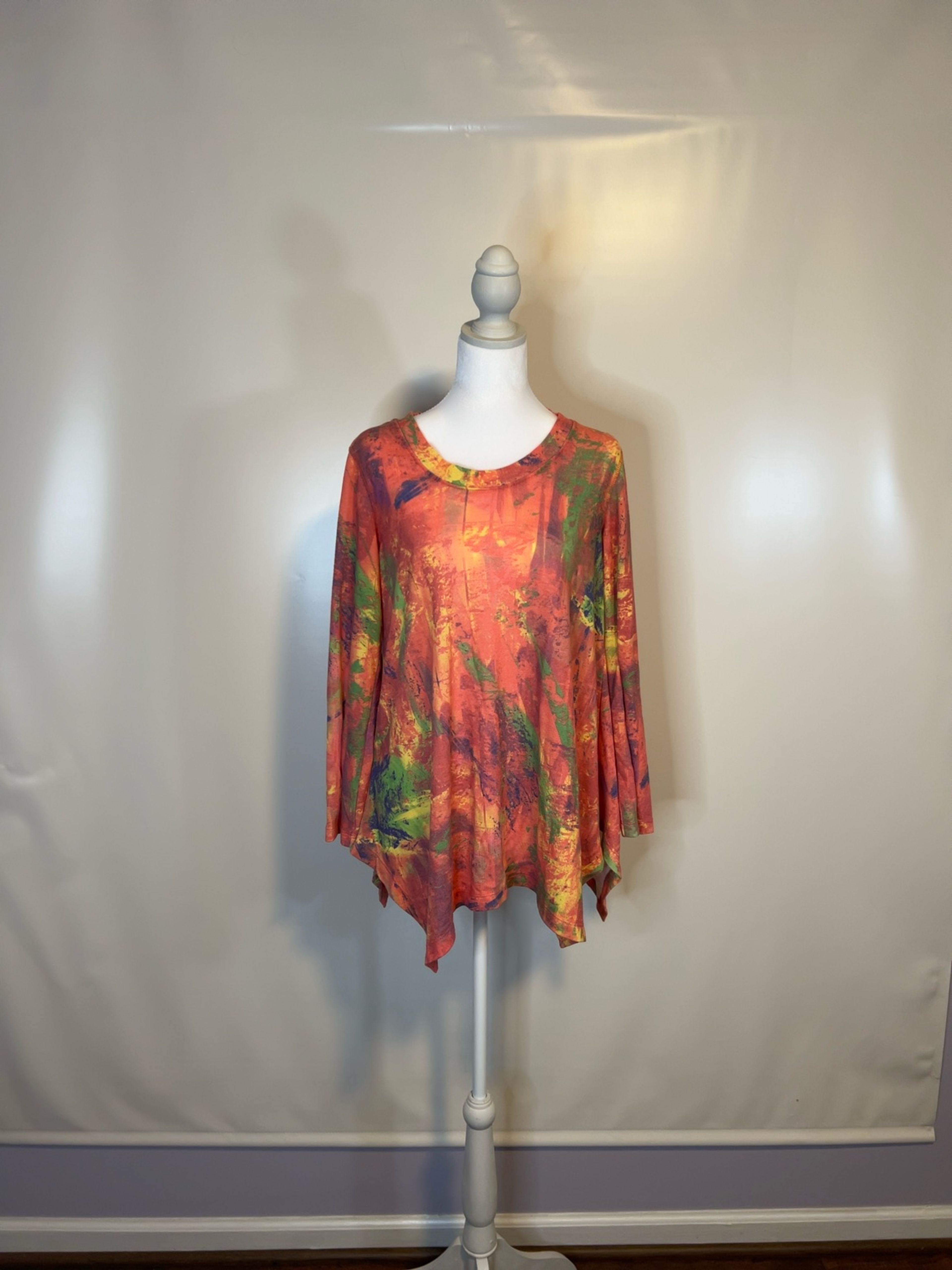 Philosophy Orange Abstract Tunic Top
