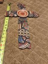 Turquoise Hand-Painted Wall Cross - Image 3