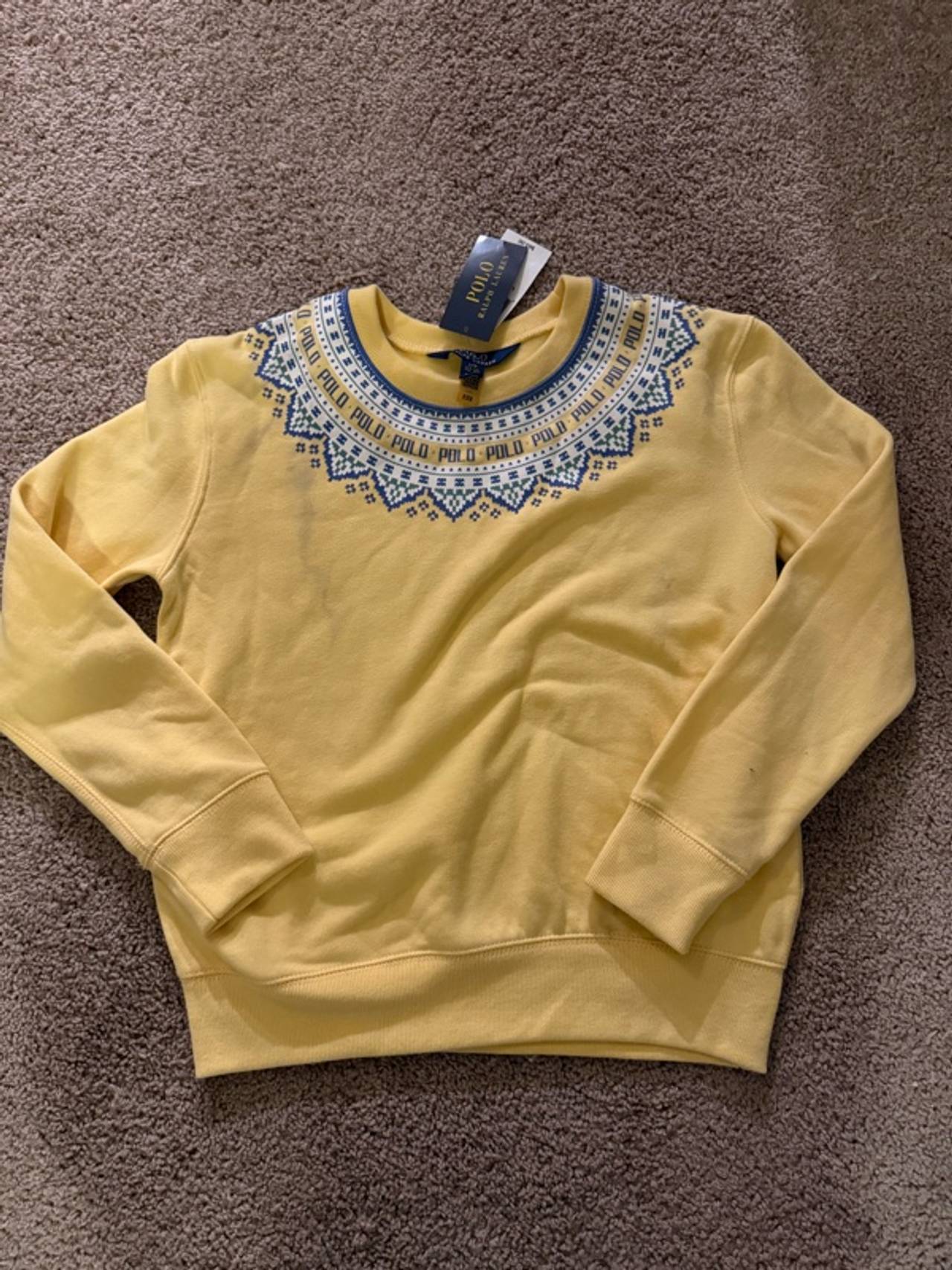 Ralph Lauren Girls Fair Isle Yellow Sweatshirt- Size 12-14