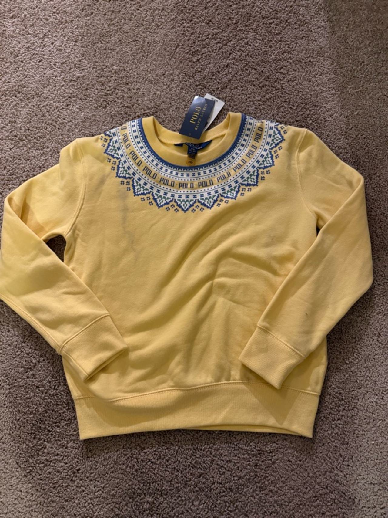 Ralph Lauren Girls Fair Isle Yellow Sweatshirt- Size 12-14