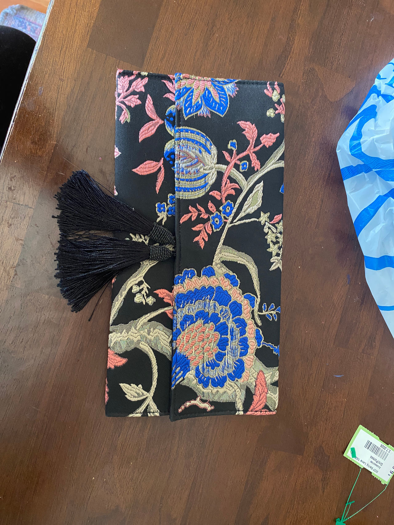 Nina New York Embroidered Floral Tassel Clutch