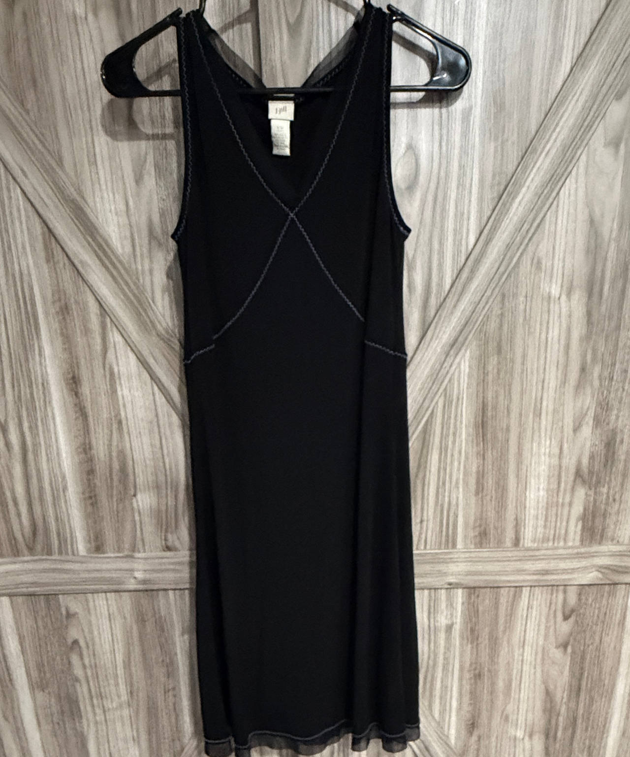 J. Jill Black Sleeveless V-Neck Midi Dress with Contrast Stitching XS Petite