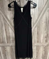 J. Jill Black Sleeveless V-Neck Midi Dress with Contrast Stitching XS Petite - Image 1