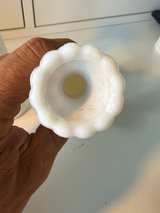 Rare Fenton Stars and Bars Milk Glass Bud Vases - Image 2