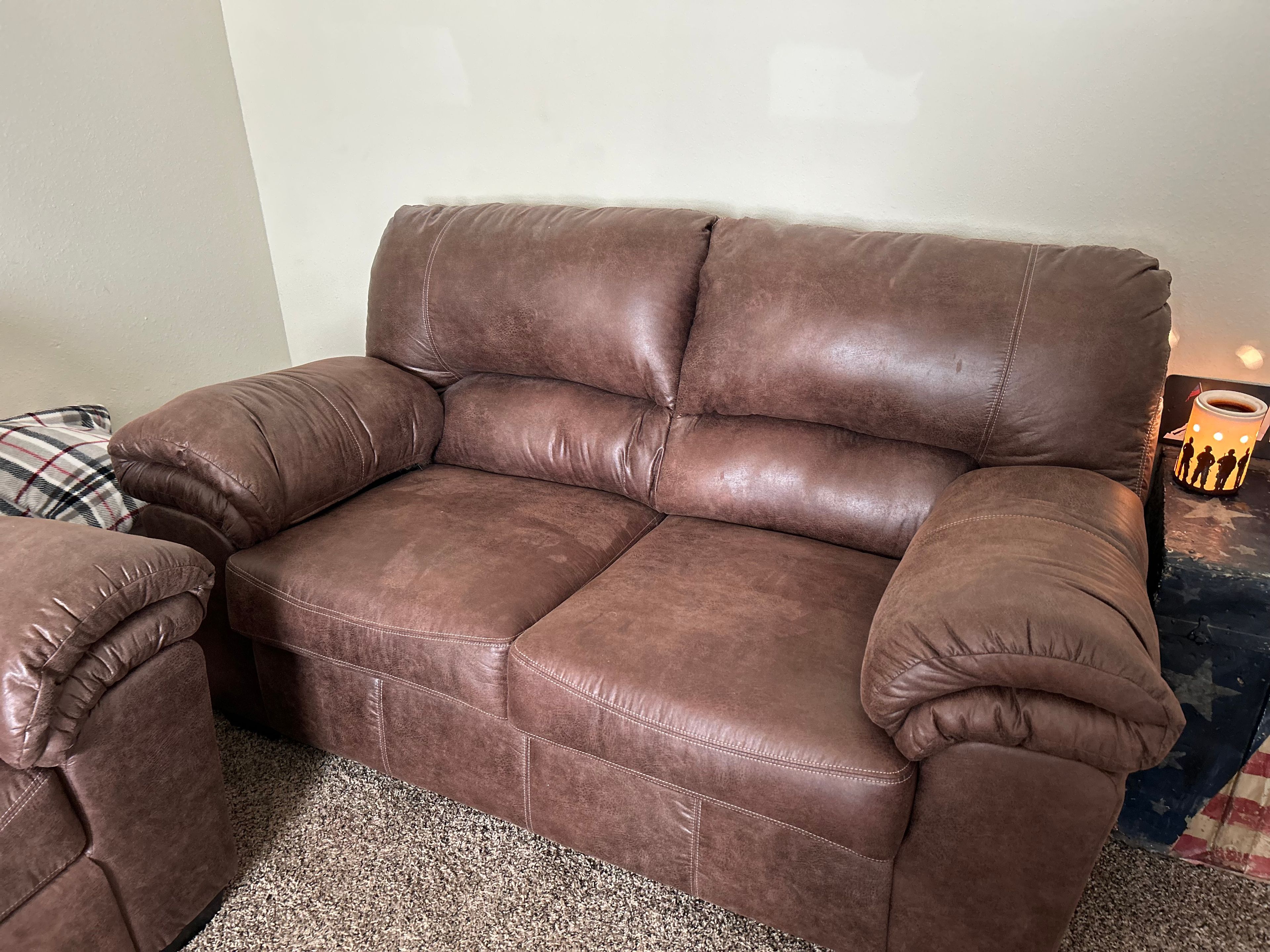 Ashley Bladen Sofa Brown Faux Leather - Image 3