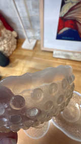 Lot of 3: Anchor Hocking Hobnail Moonstone Bowls:  4.5" and 2 leaf shaped bowls - Image 5