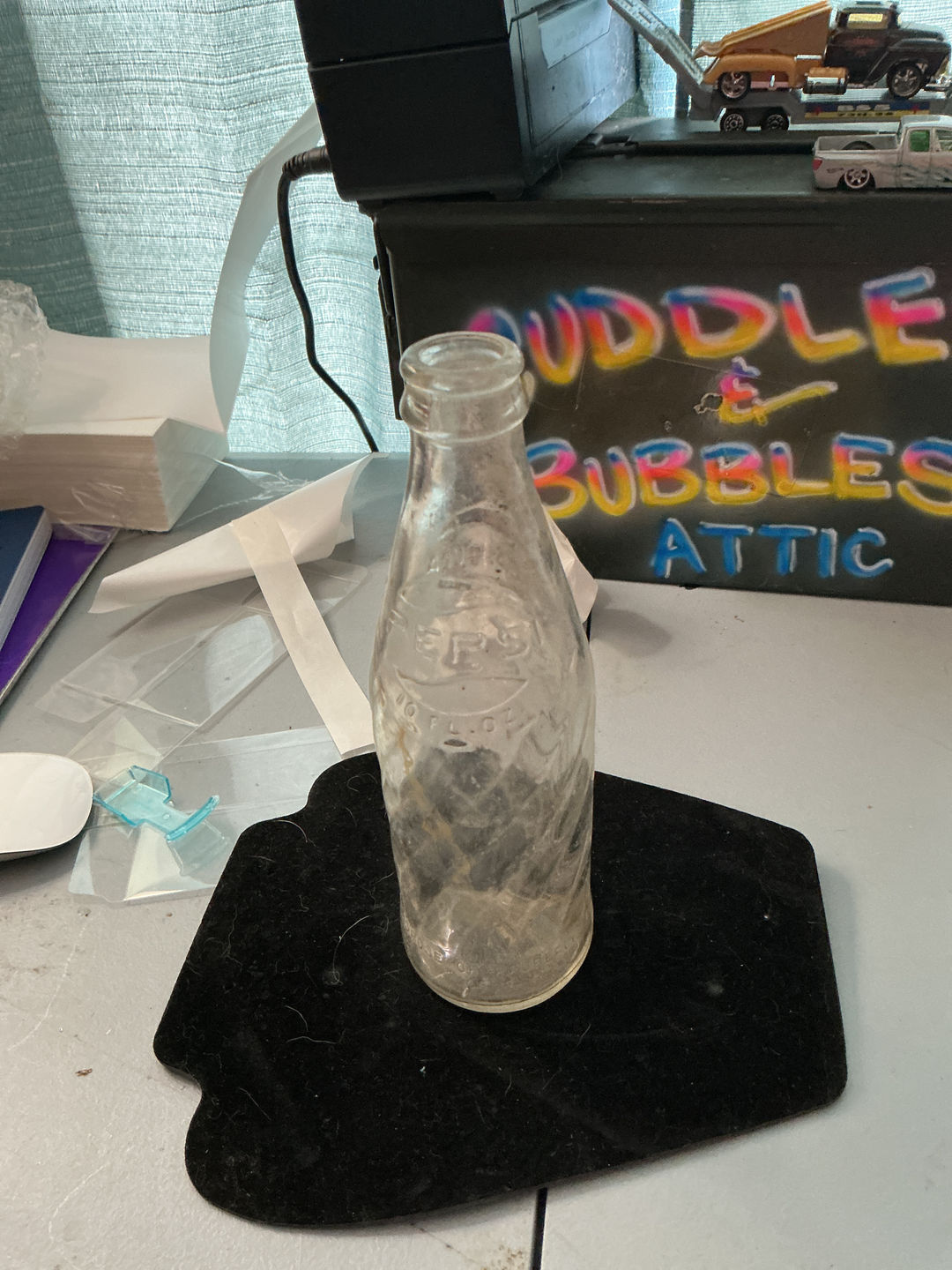 Vintage Pepsi-Cola Swirl Glass Bottle