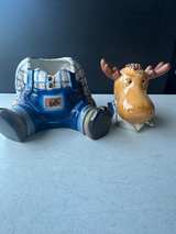 Harry and David Ceramic Cookie Jar Moose in Overalls Canister Rare - Image 4