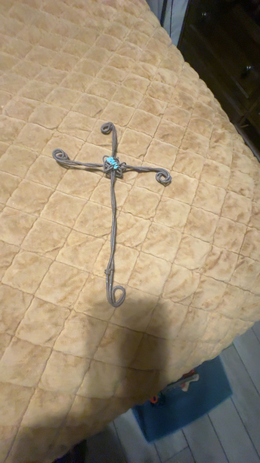 Navajo Turquoise Wire-Wrapped Cross Pendant