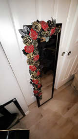 Full Length Floor Mirror with Custom Floral Decor - Image 3