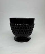 Indiana Glass Black Milk Diamond Point Footed Bowl - Image 1