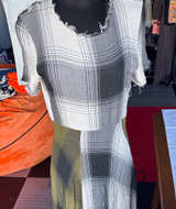 Zaba Plaid Mixed Print Raw Edge Dress - Image 1