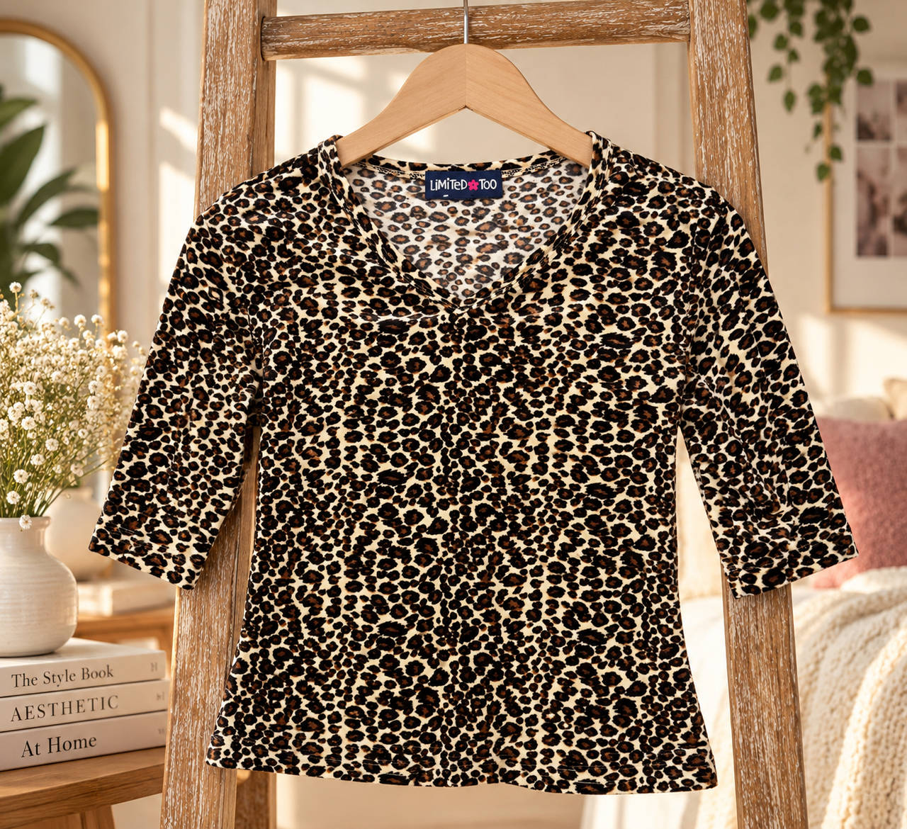 Limited Too Leopard Print V-Neck Top