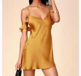 Free People What I Want Mini Dress Gold Satin - Image 4