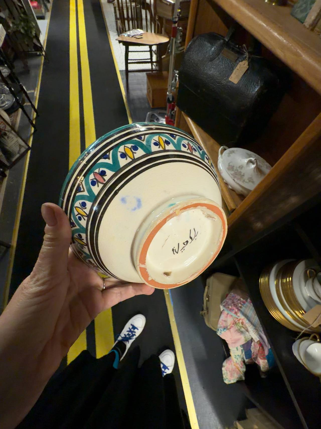 Moroccan Hand-Painted Ceramic Serving Bowl