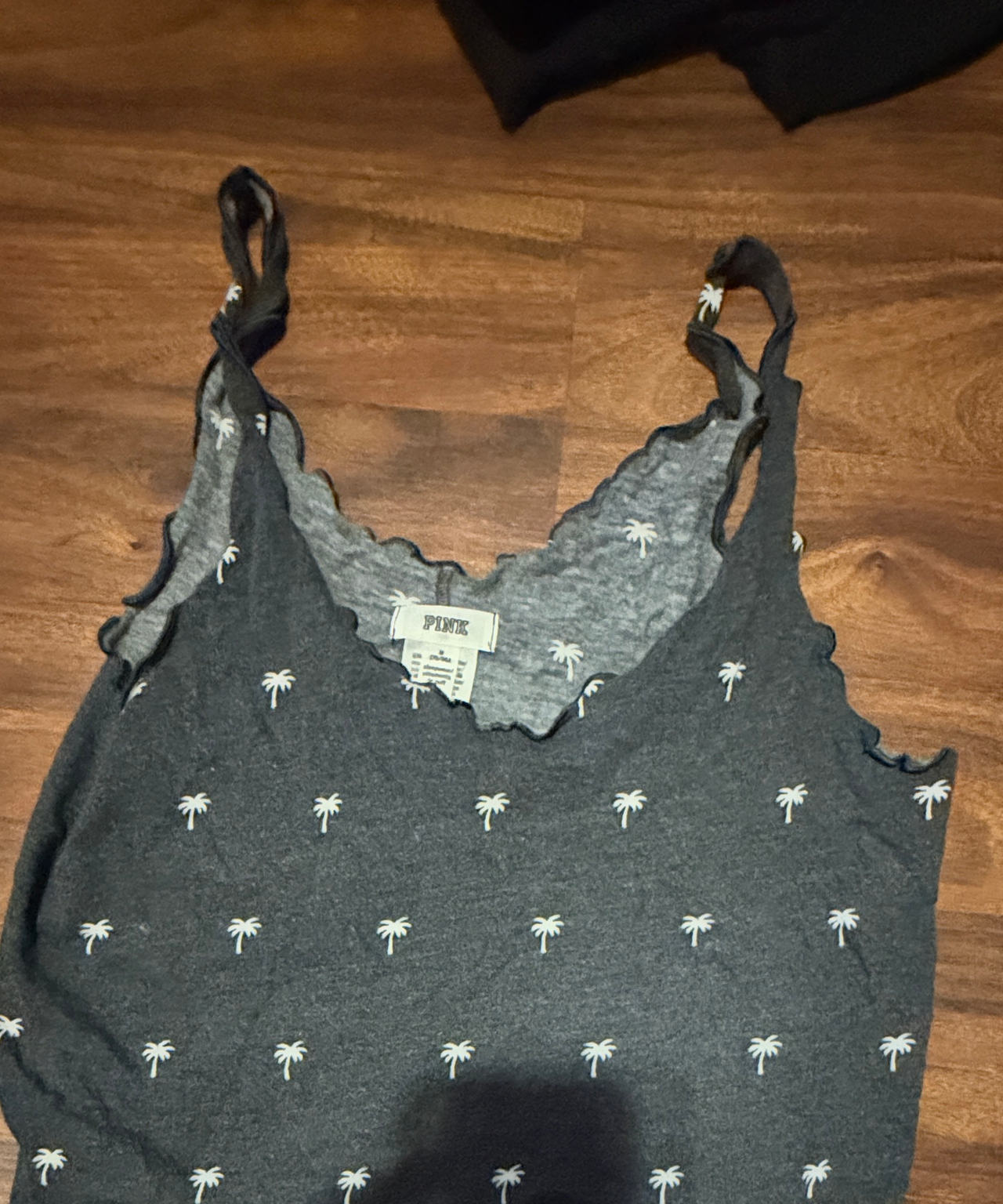 Victoria's Secret PINK Palm Tree Lettuce Edge Tank Top