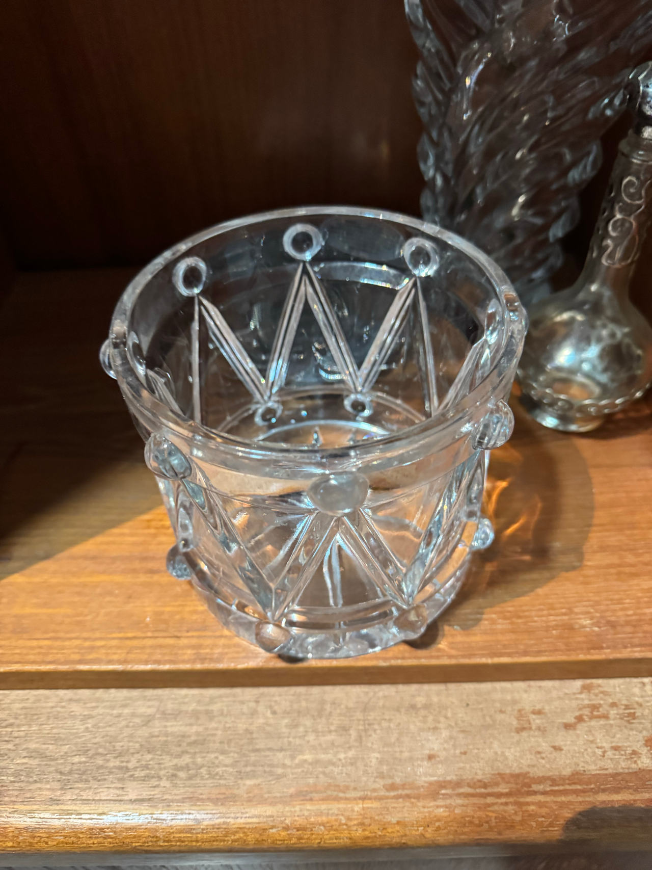 Vintage Glass Drum Votive Holder / Jar