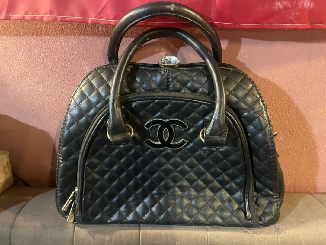 Chanel Quilted Caviar Bowling Bag Black