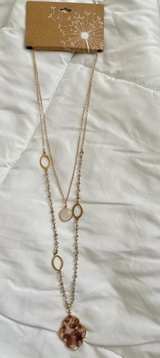 Layered Gold-Tone Resin Pendant Necklace - Image 2